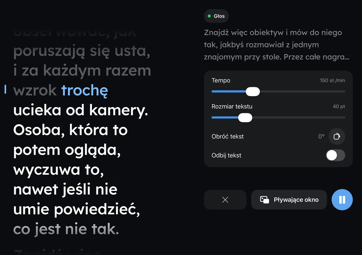 Wispim na iPhonie Duo złożonym jak książka, w trakcie czytania, z tekstem po lewej i przyciskami po prawej