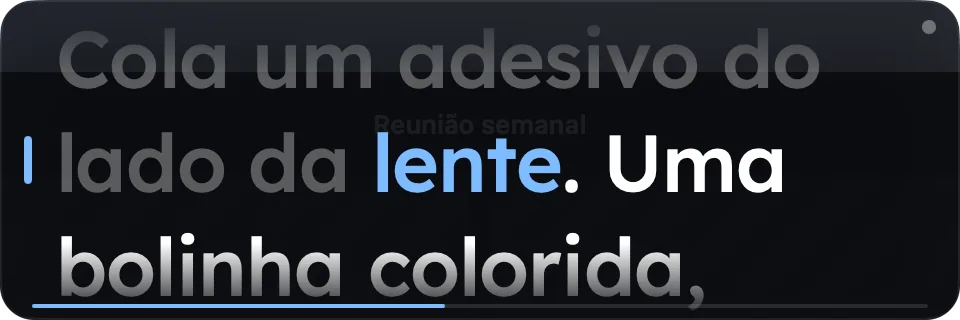 A janela flutuante do Wispim durante um take, com a palavra que está sendo lida em azul